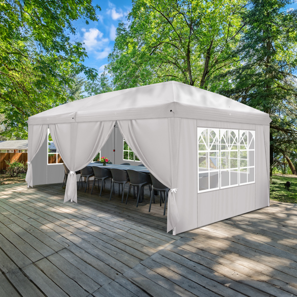 10*20ft  白色  一键撑开 6片面-2门4窗 28/22MM脚管 10X20MM交叉杆 折叠棚  210D牛津布  喷塑铁管 配拎包 无沙袋-33