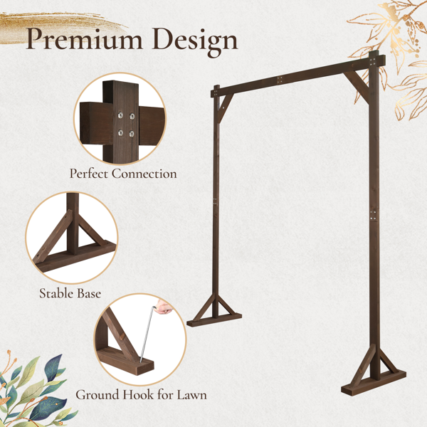 7.2ft 深棕色 平顶 婚庆 木拱门-7