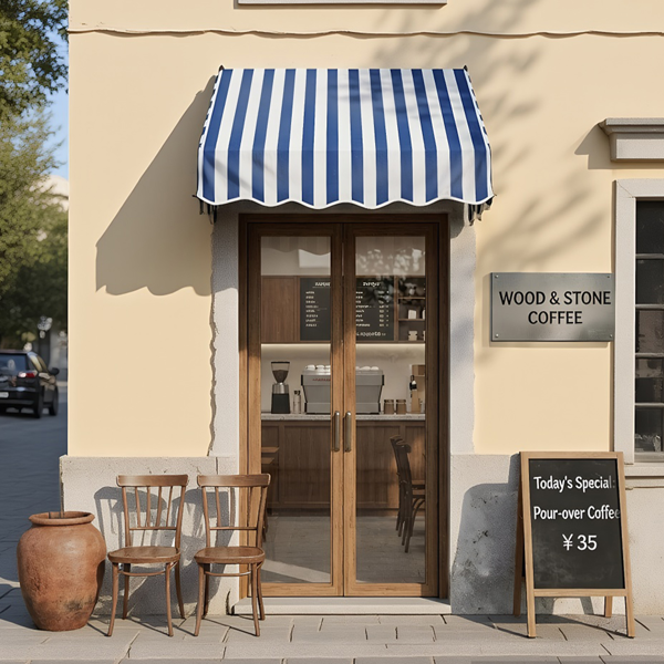 4' 蓝白条 伸缩遮阳篷 涤纶布 铁支架 可调节-9