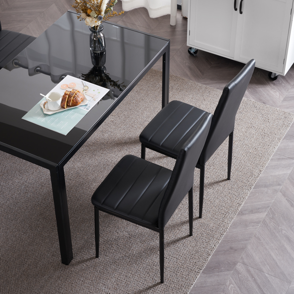 4pcs 高靠背横线缝纫装饰 PU革 餐椅 圆管 黑色 N201（替换编码：13028198-18410366）-95