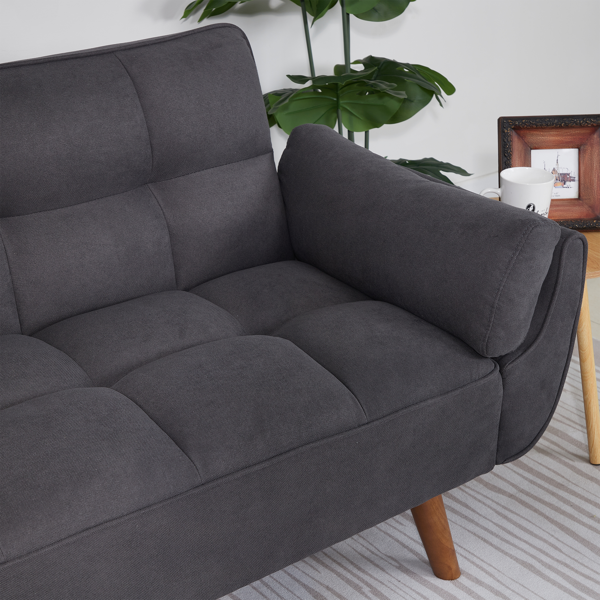 75英寸喇叭扶手可转换双人沙发床-深灰色-7