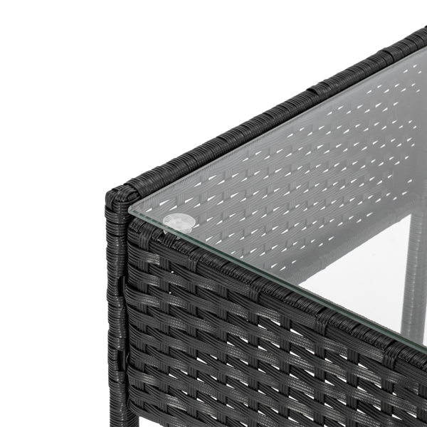 2pcs单人沙发和1pc双人沙发和1pc茶几 扶手满编 黑色四线藤 座垫真空包装 编藤四件套-50