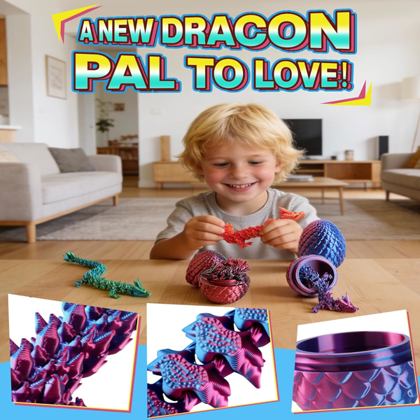 8 英寸 3D 打印龙蛋，神秘水晶龙蛋用于复活节篮子填充物，独特复活节玩具与装饰，儿童与收藏家奇幻桌面装饰（4 件装）-7