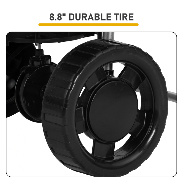 92.5*51*71.5CM 全黑色 70lb 塑料轮子 U形把手施肥车 调节15档位 花园推车-2