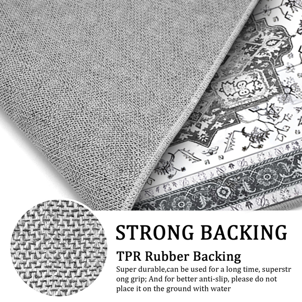 (水晶绒水洗底)厨房地毯3件套，防滑机洗厨房垫，波西米亚复古厨房地毯-3