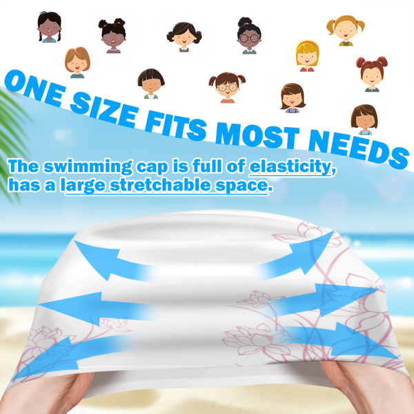 2件男女硅胶泳帽，高弹性舒适防滑男女泳帽，耐用防水长短发泳帽，保持头发干燥-3