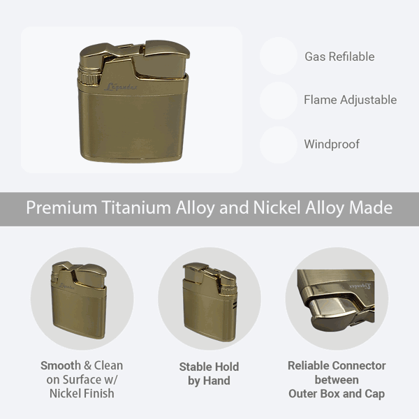 LEGENDEX®攀登者* 银色防风打火机复古风格用于雪茄香烟厨房户外可重复充气可调节火焰高度便携式-4