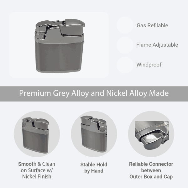 LEGENDEX®攀登者* 银色防风打火机复古风格用于雪茄香烟厨房户外可重复充气可调节火焰高度便携式-4