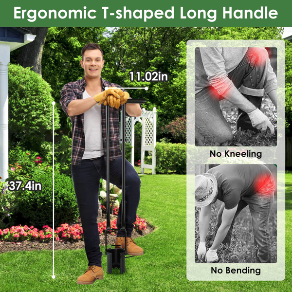 （自提可发加拿大，temu&tk下自提单）多功能球根种植工具，长柄5合1园艺挖土除草铲，适用于家庭花园草坪，长柄球根种植铲操作简便，多功能园艺工具，适用于种植、除草和挖土-4