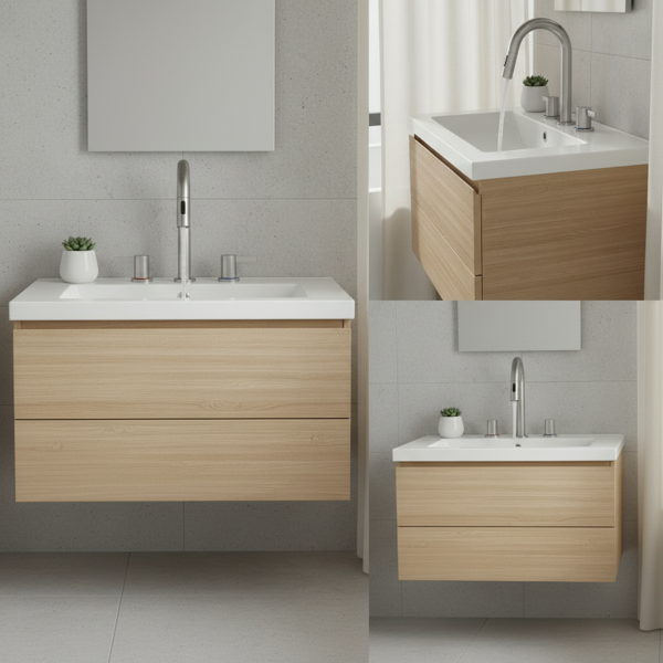 8英寸宽幅洗手池水龙头，双把手三孔设计，配备弹起式排水器和360°下拉式喷头，拉丝镍[周末无法发货，TK/TEMU仅支持自提]-11