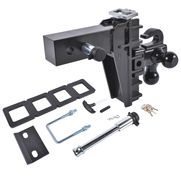 拖车挂接装置 Adjustable Trailer Hitch Fits 2.5" Receiver 6" Drop/Rise 18500LBS 1-7/8", 2", 2-5/16" Tri-Balls-2