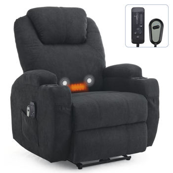 1pcs 黑色 织物 电动平躺 功能椅带2点按摩带加热 120kg 室内功能椅 英国