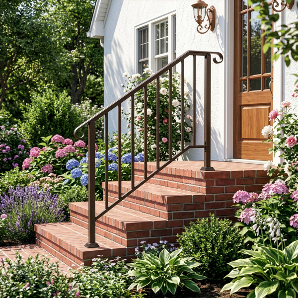 古铜色 3阶 庭院楼梯扶手-13