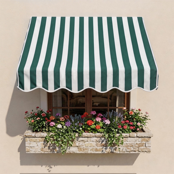 4' 绿白条 伸缩遮阳篷 涤纶布 铁支架 可调节-11
