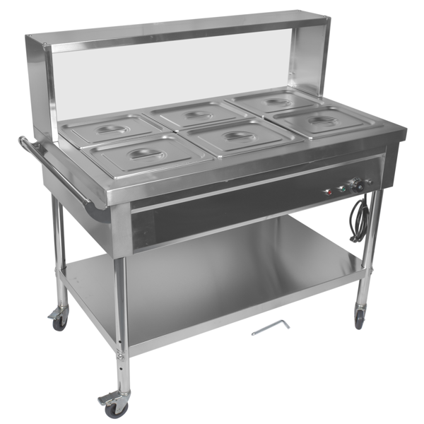 A3-6盘商用保温柜带挡板 6-Pan Commercial Food Warmer with Dividers, Professional Buffet Catering Food Warmer, Electric Steam Table, Stainless Steel-9