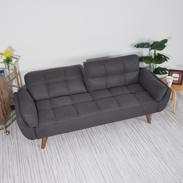 75英寸喇叭扶手可转换双人沙发床-深灰色-12