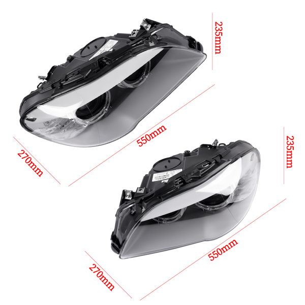大灯半总成 2PCS Left+Right Side Xenon Headlights Replacement for 2011 2012 2013 BMW 5er F18 F10 550i 535i 528i 63117271911 63117271912-7