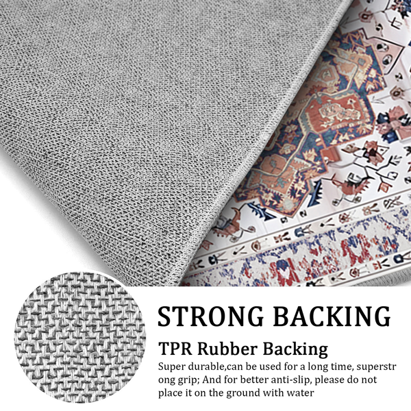 (水晶绒水洗底)厨房地毯3件套，防滑机洗厨房垫，波西米亚复古厨房地毯-3