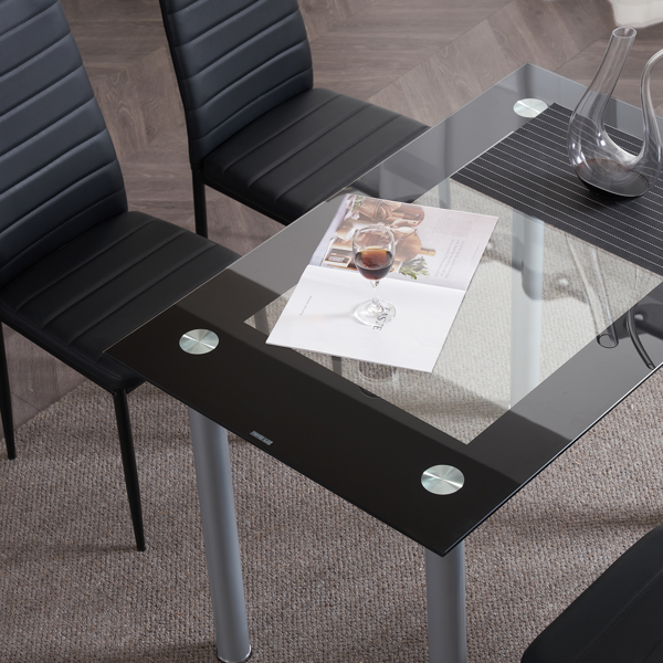 4pcs 高靠背横线缝纫装饰 PU革 餐椅 圆管 黑色 N201（替换编码：13028198-18410366）-107