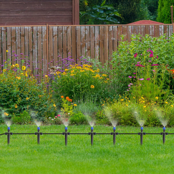 （自提可发加拿大，temu&tk下自提单）全套花园滴灌系统套装，滴灌套装，75英尺花园灌溉系统，配备可调节喷雾喷头，适用于花园、温室、草坪、露台及花坛-11