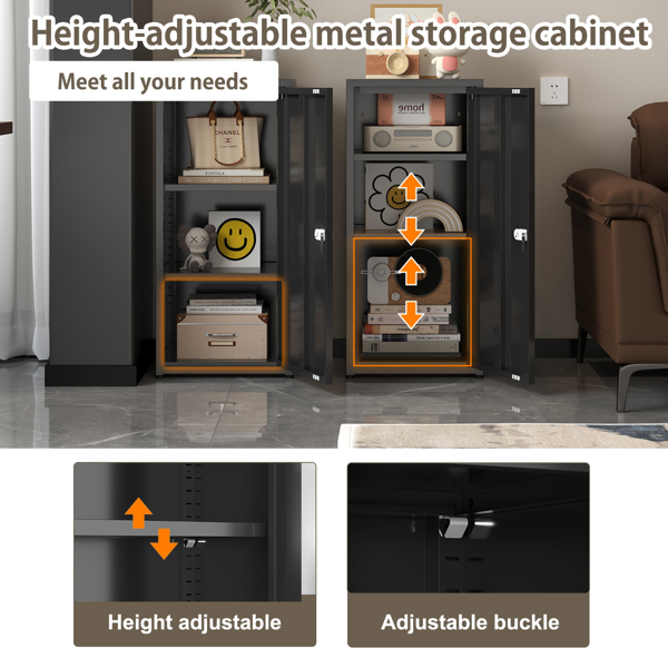Temu 仅支持自提 34.6英寸高带锁金属储物柜，小型可上锁员工储物柜，带可调节层板及脚垫，钢制单门可上锁柜，适用于家庭、学校、办公室、健身房-7