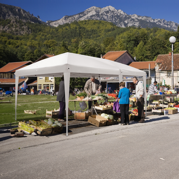 10*20ft  白色  一键撑开 6片面-2门4窗 28/22MM脚管 10X20MM交叉杆 折叠棚  210D牛津布  喷塑铁管 配拎包 无沙袋-34