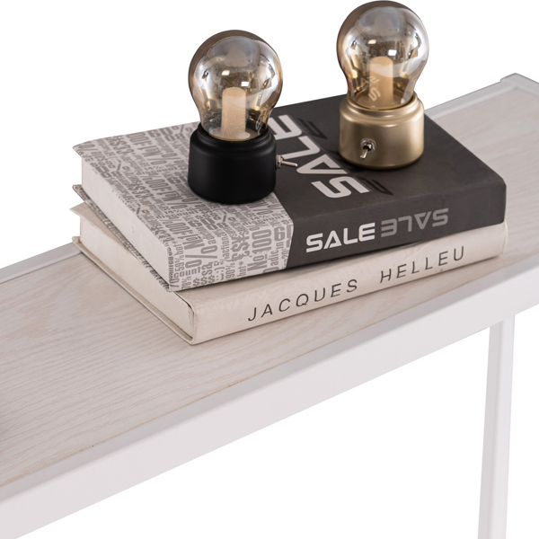 2层X型侧面 玄关桌 白色木纹 白色框架 门庭置物 三胺板 铁框架 110*23*73cm-14