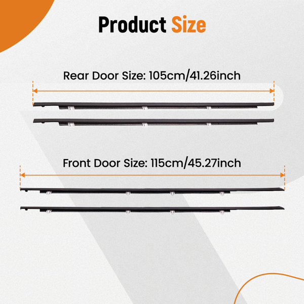 车窗密封条4pcs Weather Strip Outside Window Moulding Trim Seal Belt Fit Honda Accord 2008-2012-8