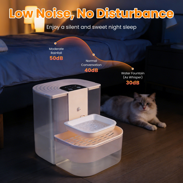 （自提可发加拿大，temu&tk下自提单）智能自动宠物饮水机，双水箱自动宠物饮水机，双水箱过滤，4.5升无线宠物饮水喷泉，带遥控器-8