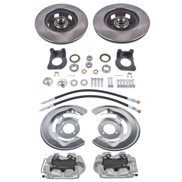 刹车盘套装 Power Complete Front Disc Brake Conversion Kit V-8 4 Piston Replacement for 1964 1965 1966 1967 Ford Mustang-2