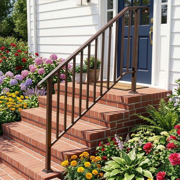 古铜色 4阶 庭院楼梯扶手-7