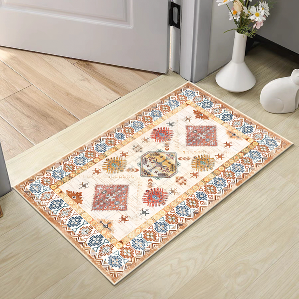 (水晶绒水洗底)厨房地毯3件套，防滑机洗厨房垫，波西米亚复古厨房地毯-9