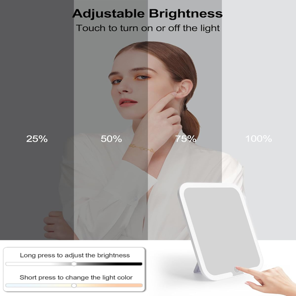 化妆包带 LED 镜子，女性及化妆师旅行化妆包，化妆收纳包，带发光镜、三色灯、可调节隔板和刷架-2