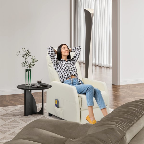 奶油白 PU 带6点按摩1点加热功能 120kg 室内功能椅 英规 BRC-004-14