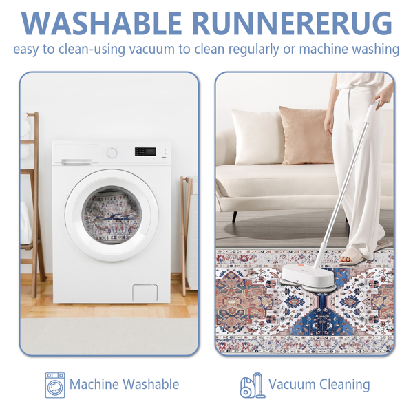 (水晶绒水洗底)厨房地毯3件套，防滑机洗厨房垫，波西米亚复古厨房地毯-5