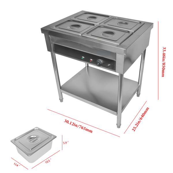 A3-4盘商用保温柜 4-Pan Commercial Food Warmer, Professional Buffet Catering Food Warmer, Electric Steam Table, Stainless Steel-13