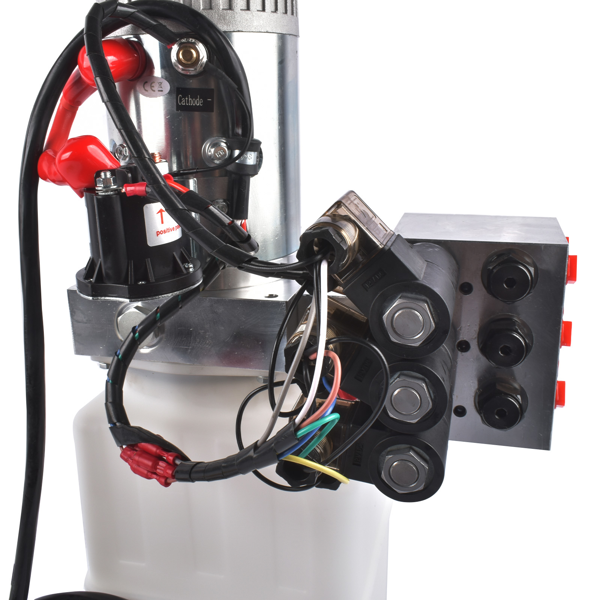 液压泵 12V DC 6 Quart Hydraulic Pump 6 Way Double Acting Hydraulic Power Unit for Dump Trailer, Scissor Lift-9