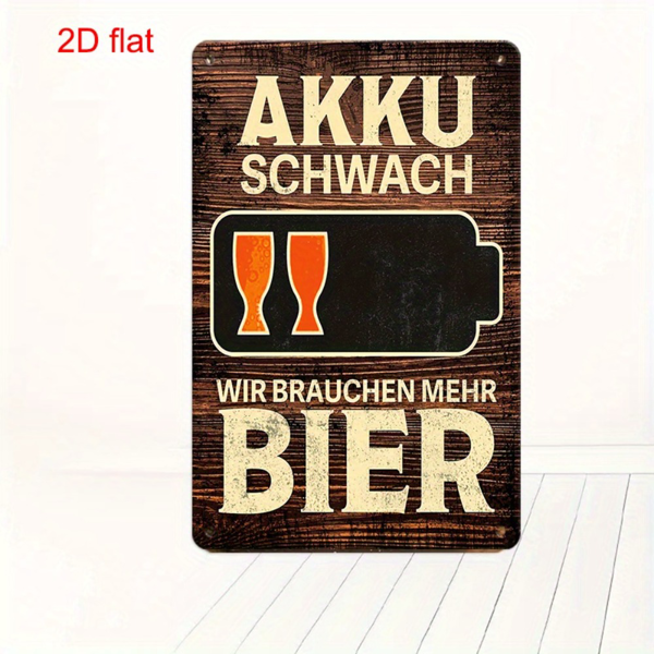 CIFbuy 复古 AKKU SCHWACH 低电量趣味金属铁牌酒吧咖啡馆餐厅庭院装饰（TikTok、temu pick-up service）-1