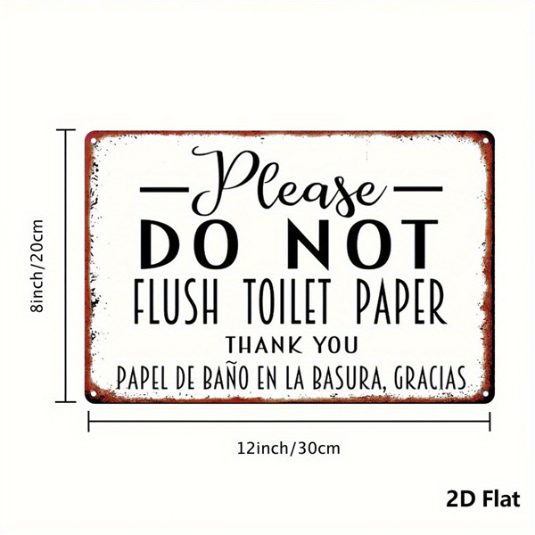 CIFbuy 复古双语请勿冲洗厕纸金属牌西语浴室挂牌圣诞装饰（TikTok、temu 下自提）-3