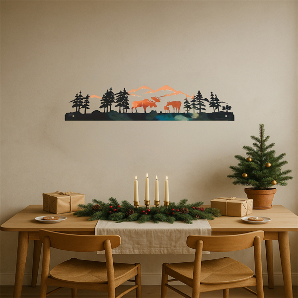 CIFbuy复古麋鹿冬季森林圣诞树壁饰 铁制墙艺客厅卧室入户装饰(TikTok、temu下自提)-4