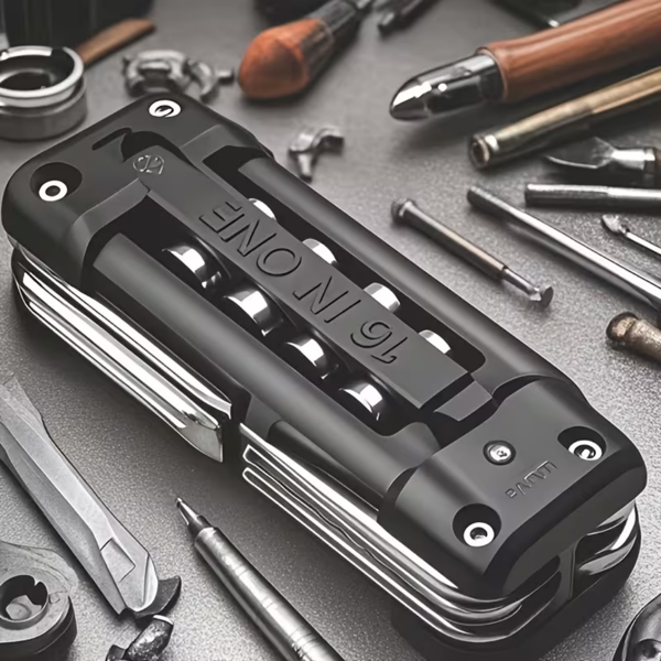 【专业级便携式】多功能不锈钢工具套件 16合1户外露营自行车摩托车维修套装 | 含套筒/螺丝刀/六角扳手 | 抗腐蚀高强度工具包-6
