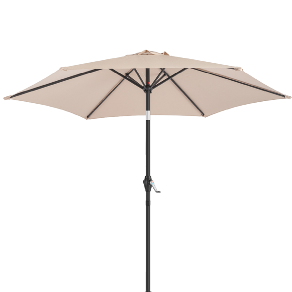 7.5FT 卡其色 转向头 圆形 太阳伞 涤纶布 6铁伞骨 铁中柱-4
