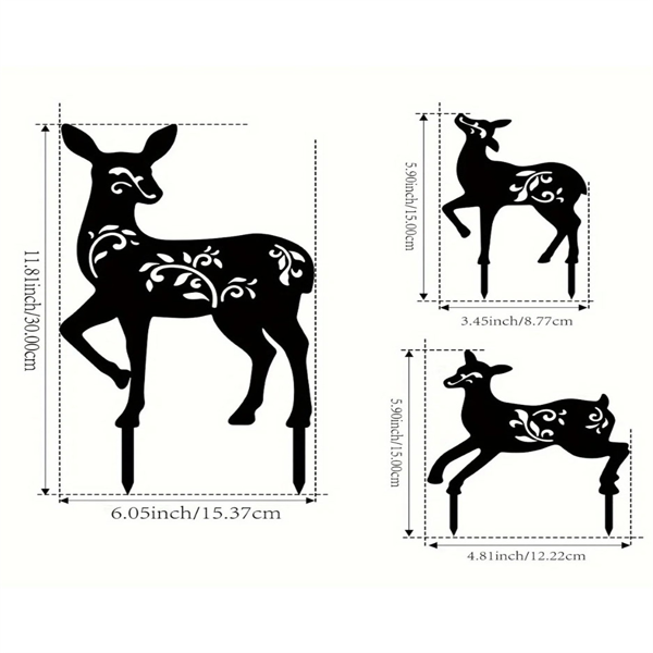 CIFbuy复古三件套黑色金属鹿园标桩 户外草坪装饰庭院艺术景观点缀家居礼物（TikTok、temu下自提）-10