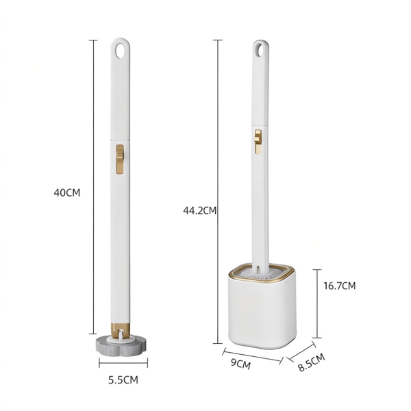 壁挂式马桶刷套装，含一次性刷头，三层清洁系统，一键更换设计，浴室清洁工具，带支架和马桶刷套装-1