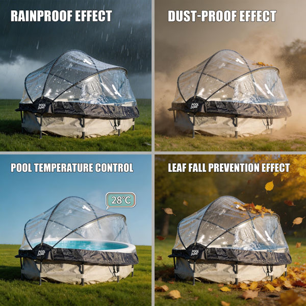 12英尺圆形多功能全天候泳池罩，适用于室外泳池，兼容清洁水和温水框架泳池--不支持self-pick up且不支持指定仓库发货-16