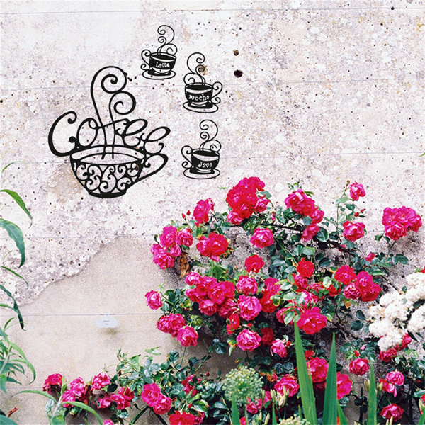 CIFbuy复古咖啡爱好者四件套金属装饰板 厨房咖啡厅酒吧墙面艺术(TikTok、temu下自提)-5