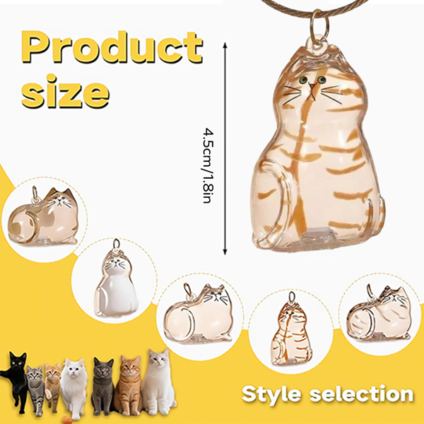 6件装猫毛纪念吊坠套装——宠物纪念品：柔软毛发胶囊吊坠、便携钥匙扣-2
