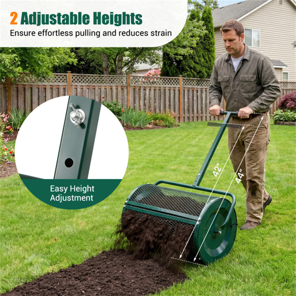 27英寸×16英寸草坪肥料撒布机，带钻石网无结块花园堆肥撒布机-9