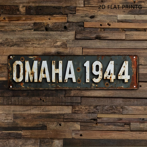 CIFbuy 复古军事铝制标牌奥马哈海滩二战地标乡村做旧墙饰车库酒吧装饰（TikTok、temu 下自提）-5