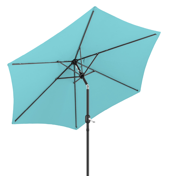 9FT 天蓝色  转向头 KD 圆形  太阳伞 涤纶布 6铁伞骨 铁中柱-6